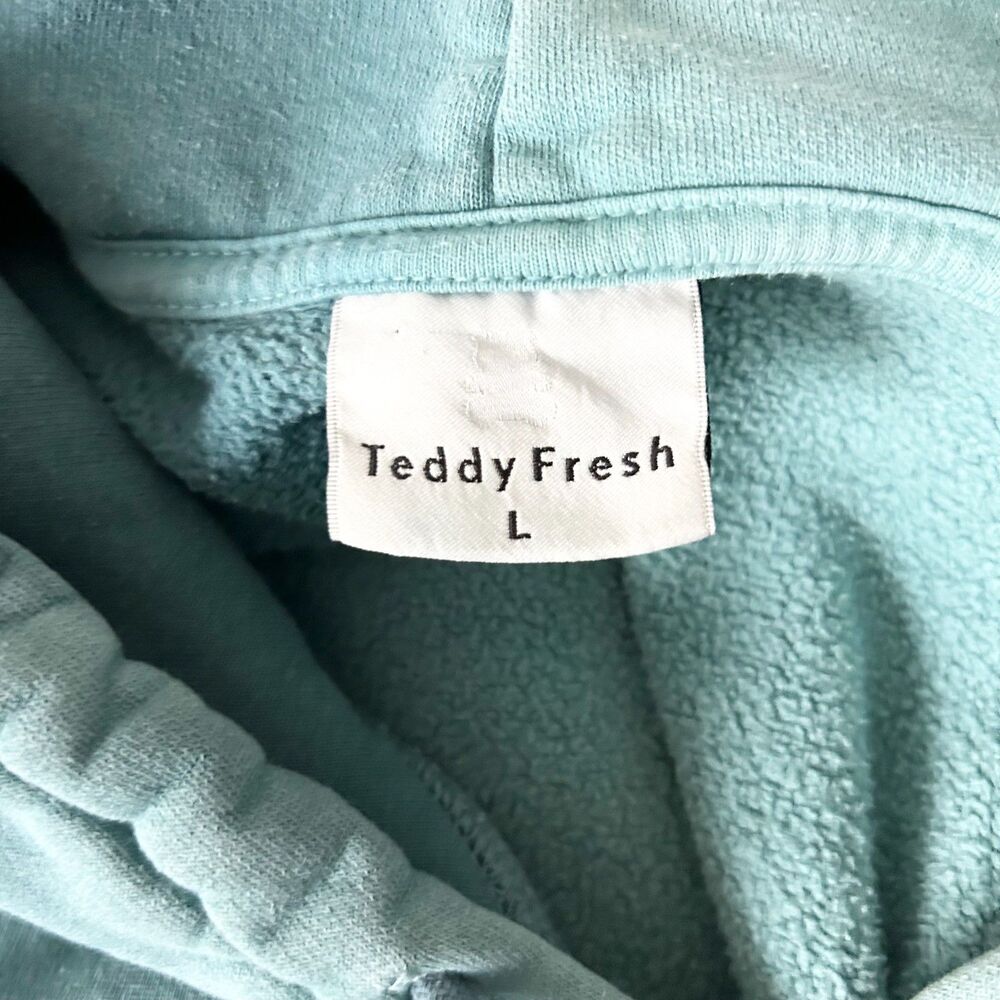 Teddy Fresh Teal Ombre Pastel Hoodie with Embroidered Logo Size Large - Picture 4 of 5